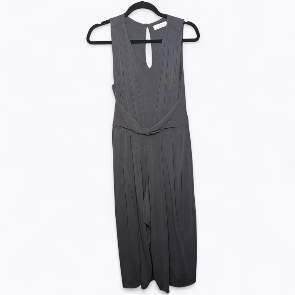OAK + FORT Wide Leg V-neck Gray Jumpsuit